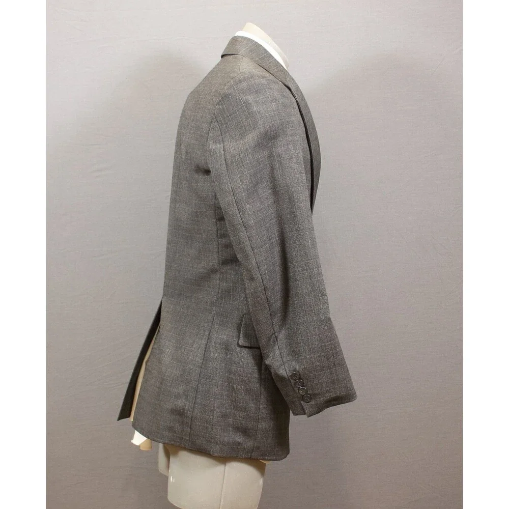 Embassy Square Vintage 2 Piece Suit Mens Gray Checked 40R Flat Fronts 34" W USA - Picture 7 of 13